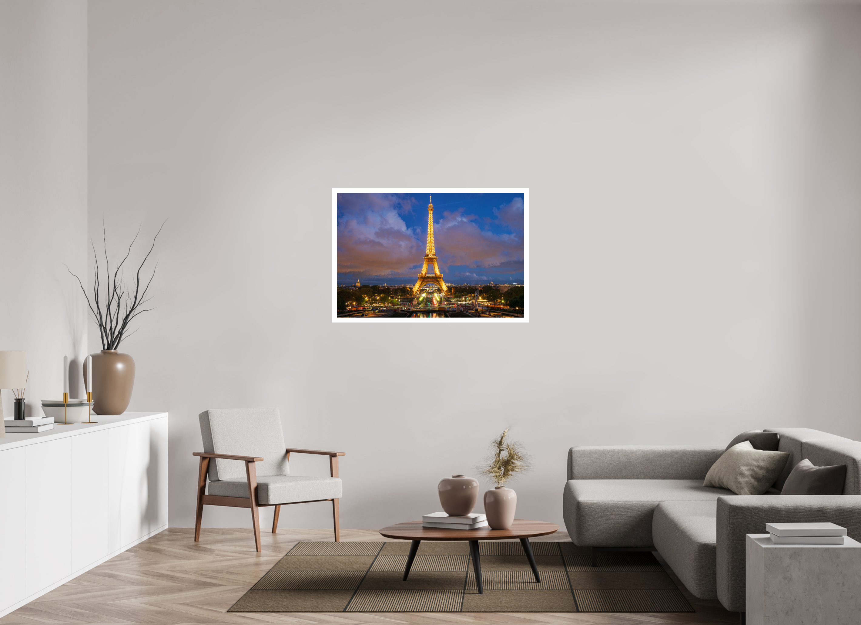 45 x 30″, Fujiflex High Gloss – 1.2” White Border Nightfall at the Eiffel Tower | 2024