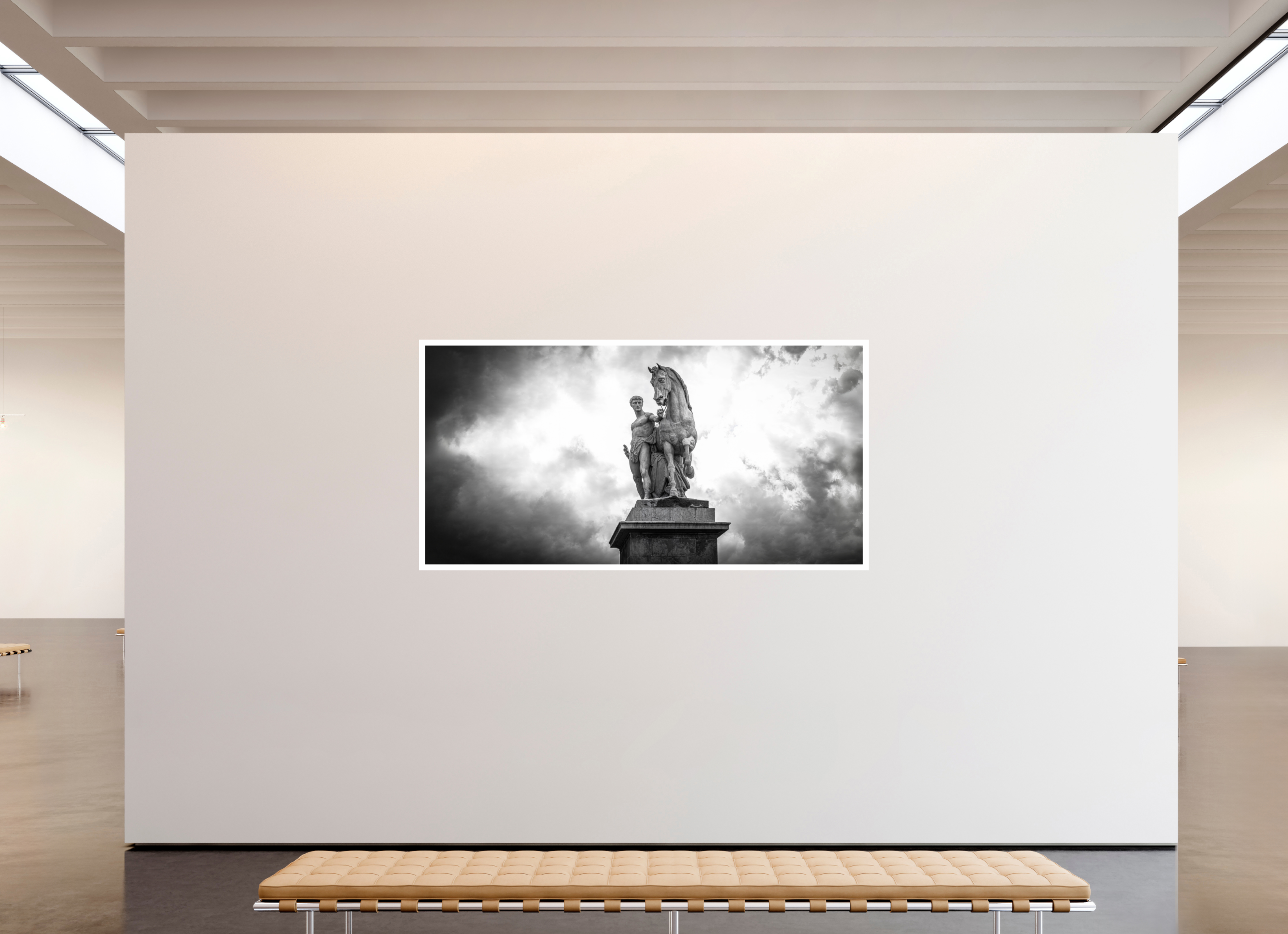 86 x 43″, Fujiflex High Gloss – 1.2” White Border Marly Horses Monochrome | 2024