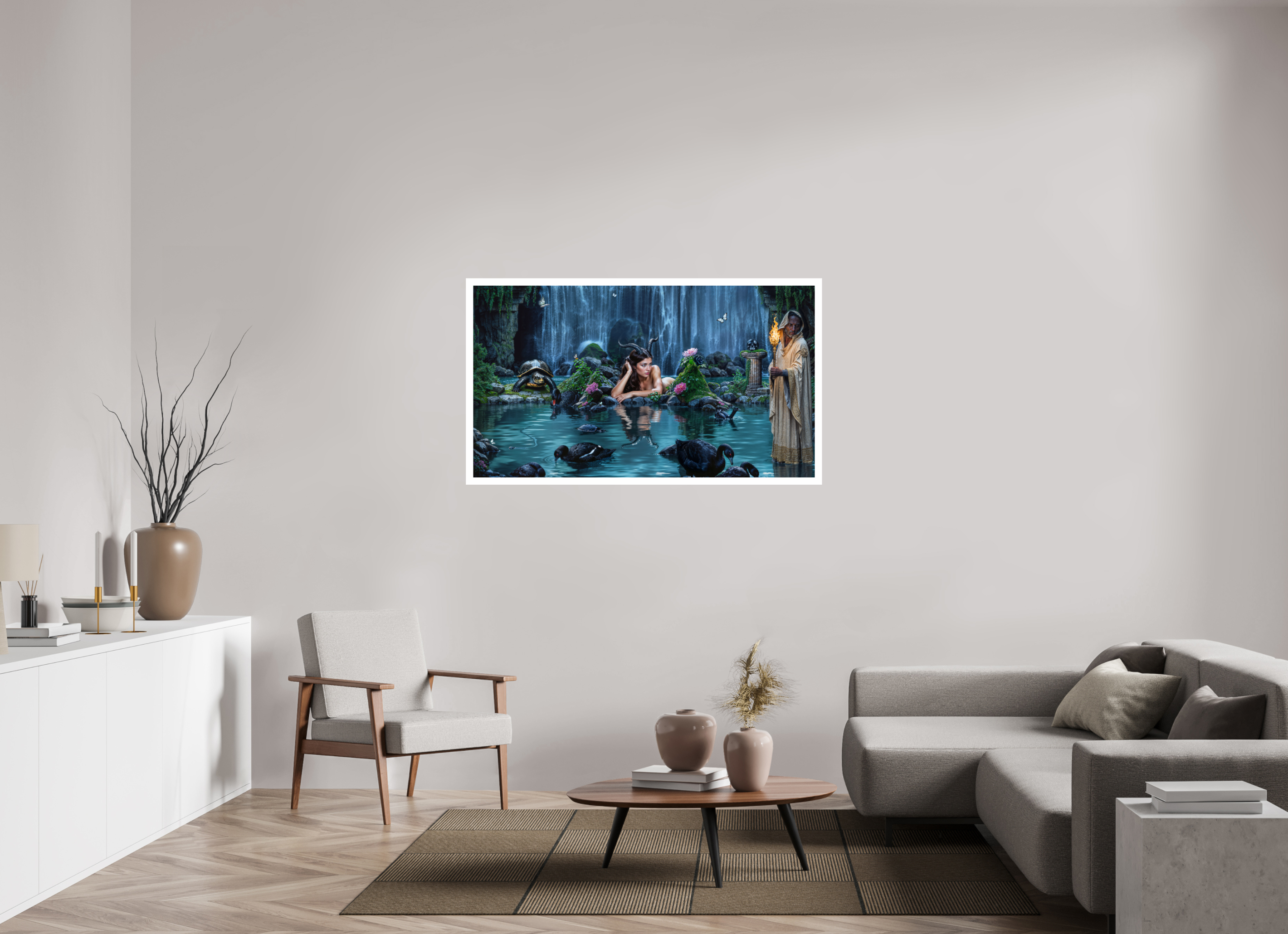 55 x 30.9″, Fujiflex High Gloss – 1.2” White Border Reflection Pools of Necromanteion | 2025