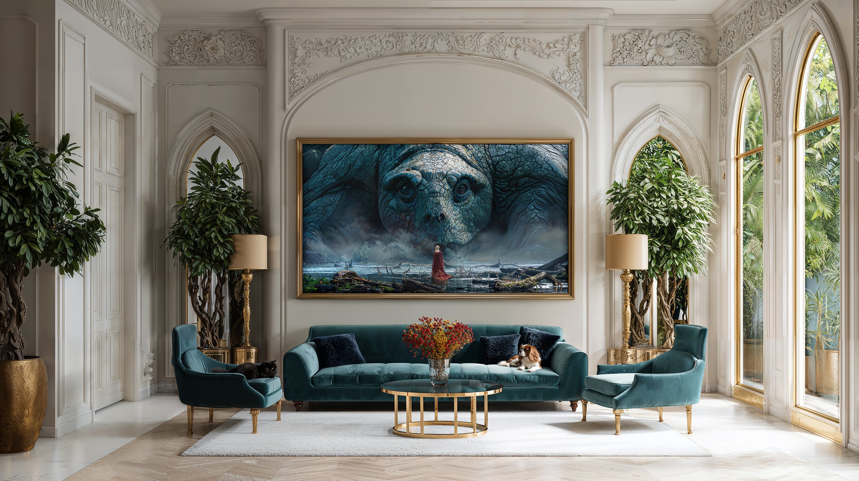 Living room featuring Burden of Sorrow | 2026