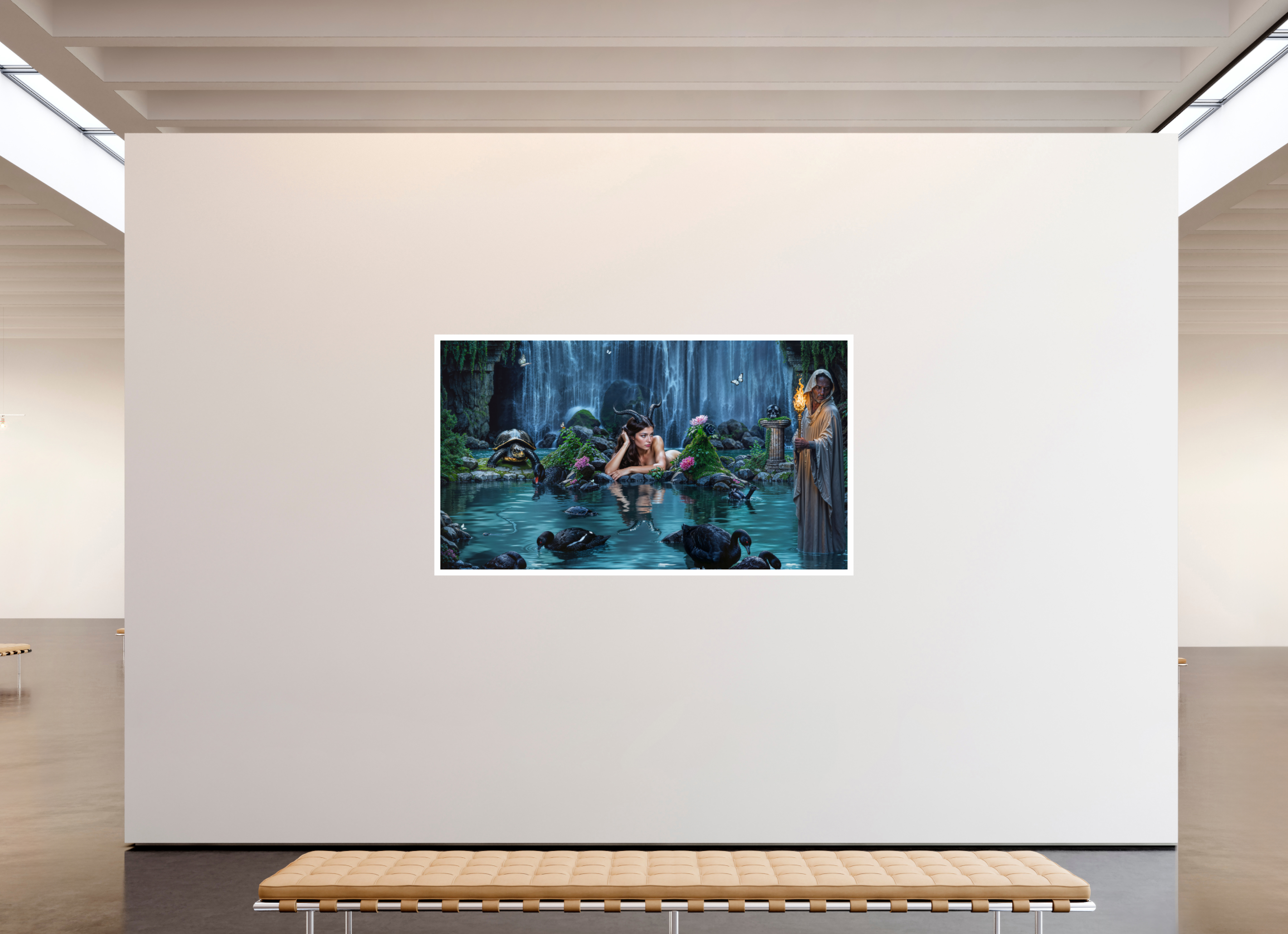 80 x 45″, Fujiflex High Gloss – 1.2” White Border Reflection Pools of Necromanteion | 2025