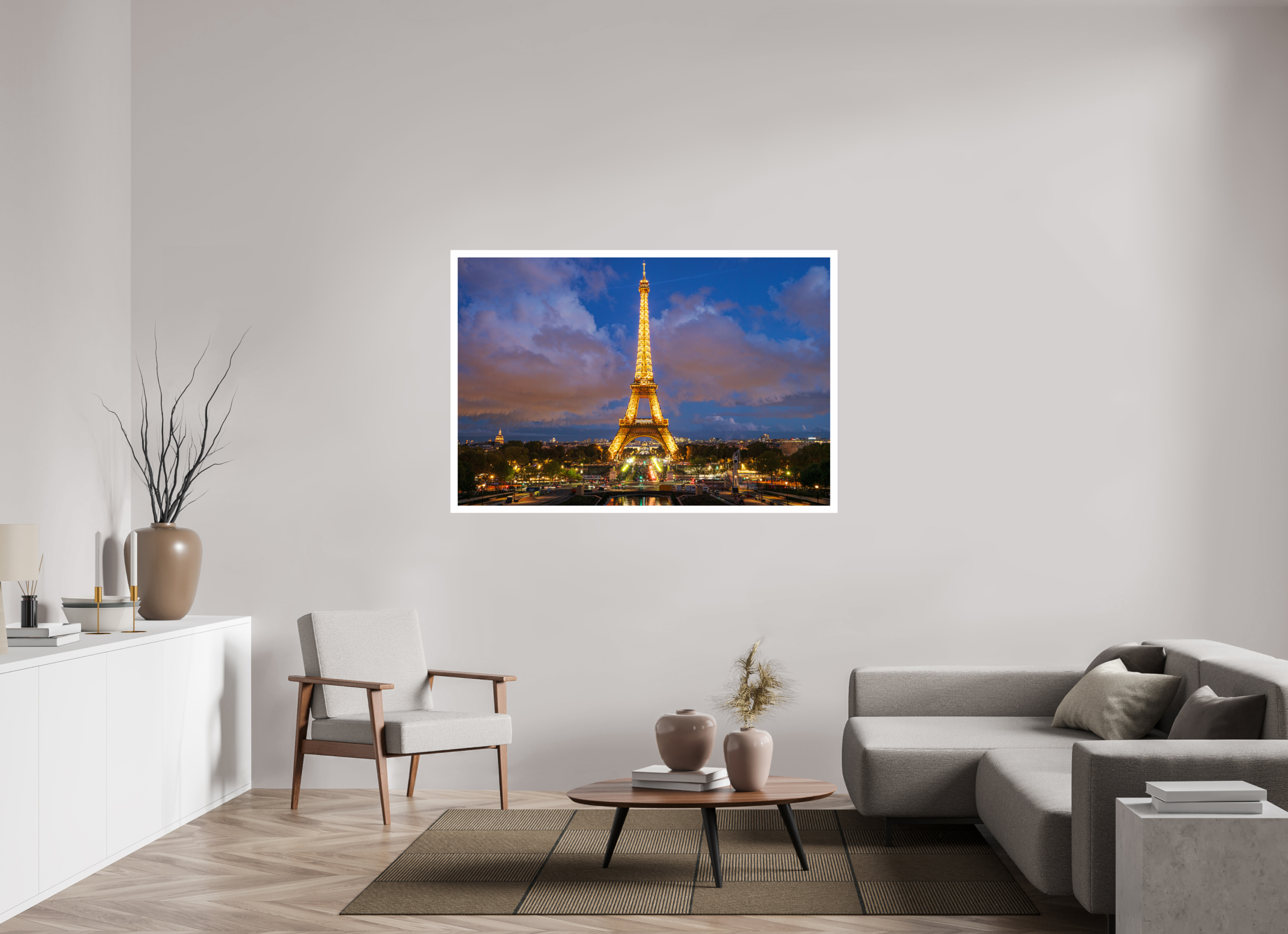 60 x 40″, Fujiflex High Gloss – 1.2” White Border Nightfall at the Eiffel Tower | 2024