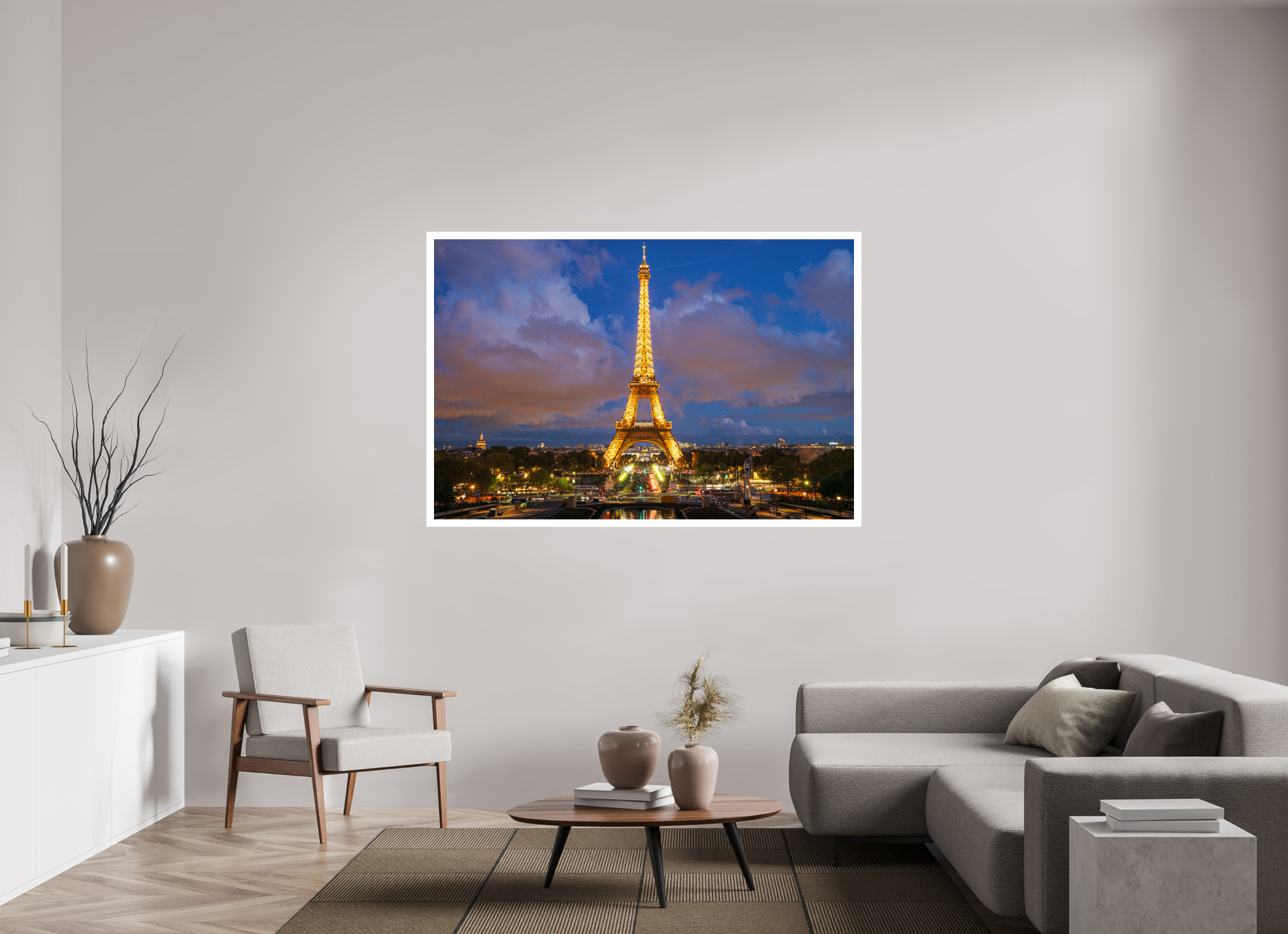 66 x 44″, Fujiflex High Gloss – 1.2” White Border Nightfall at the Eiffel Tower | 2024